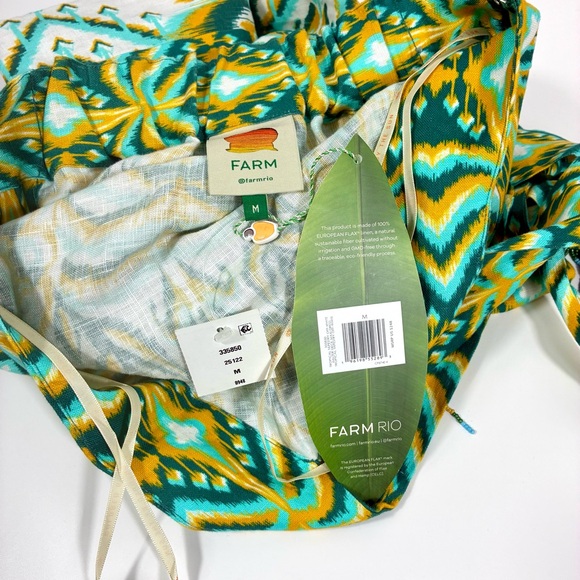 Farm Rio Tropical Tapestry Euroflax Premium Linen Maxi Dress Off White M NWT - Picture 7 of 17